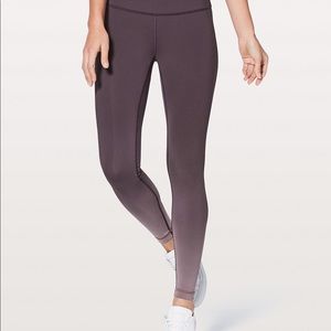 Maroon Lululemon Wonder Under High Rise Yoga Pants